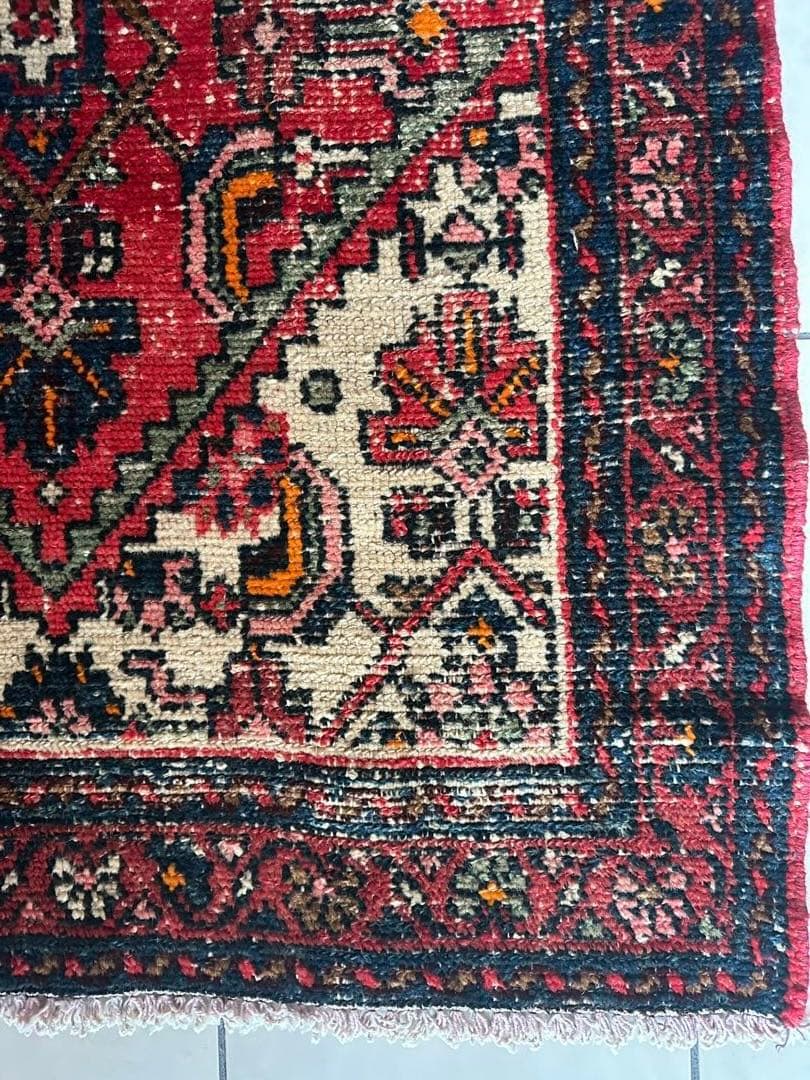 184×92 ヴィンテージラグ　ハマダン製　手織　トライバルラグ