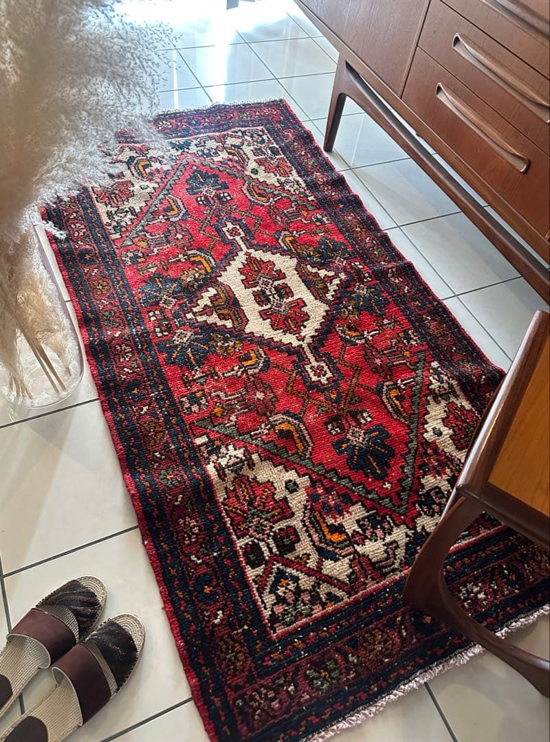 184×92 ヴィンテージラグ　ハマダン製　手織　トライバルラグ