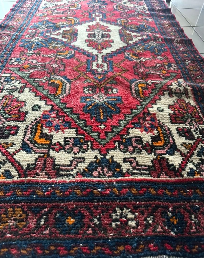 184×92 ヴィンテージラグ　ハマダン製　手織　トライバルラグ