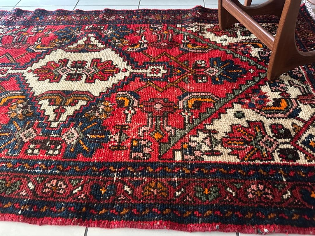 184×92 ヴィンテージラグ　ハマダン製　手織　トライバルラグ