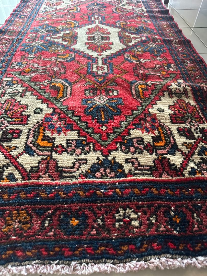 184×92 ヴィンテージラグ　ハマダン製　手織　トライバルラグ