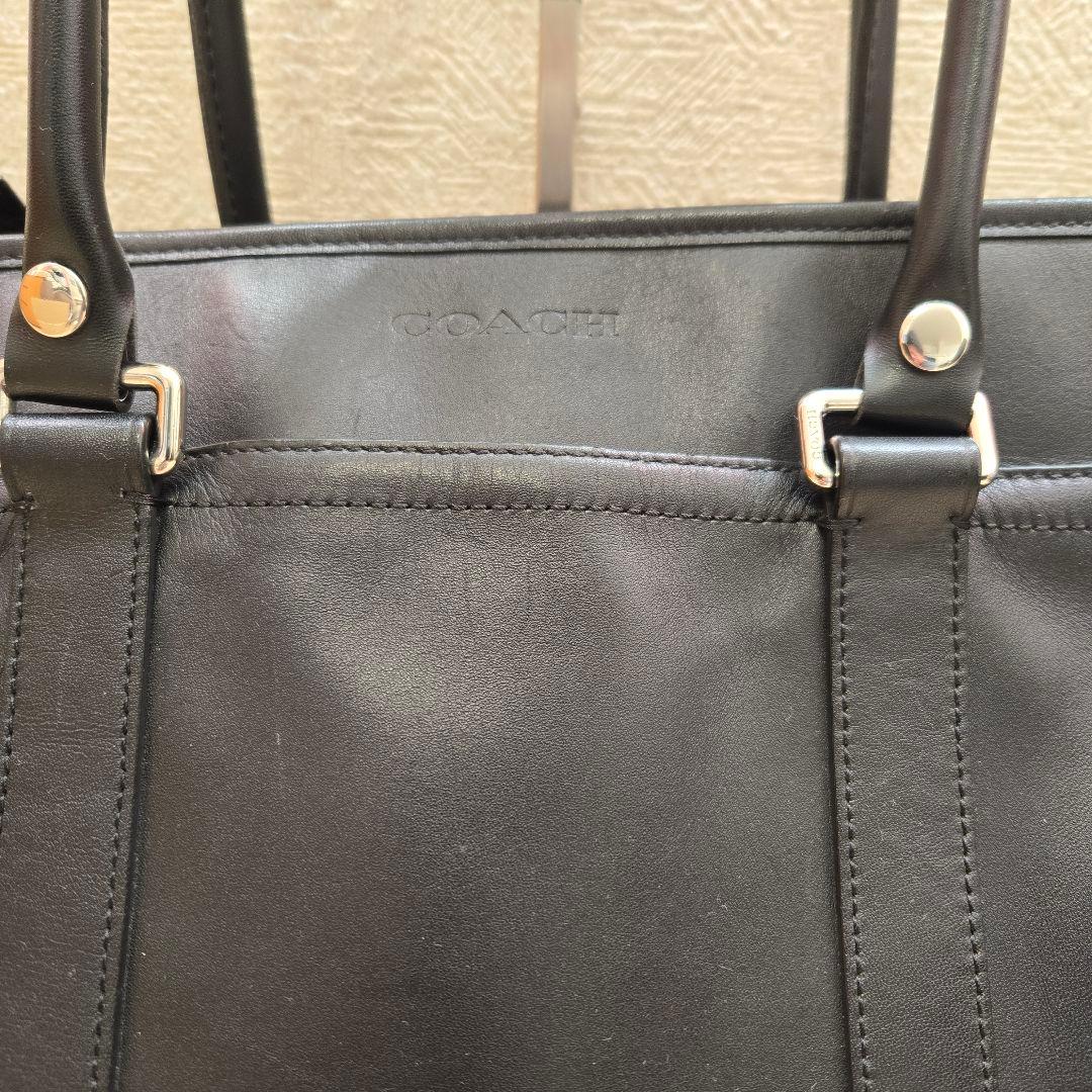 【大容量】コーチ ビジネスバッグ トートバッグ メンズ ブラック オールレザー