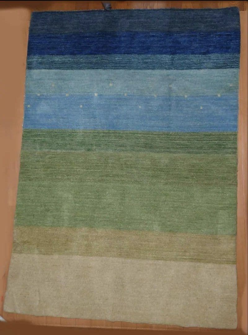 ギャッベ 194✕136 青と緑のグラデーション