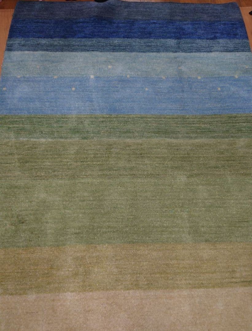 ギャッベ 194✕136 青と緑のグラデーション