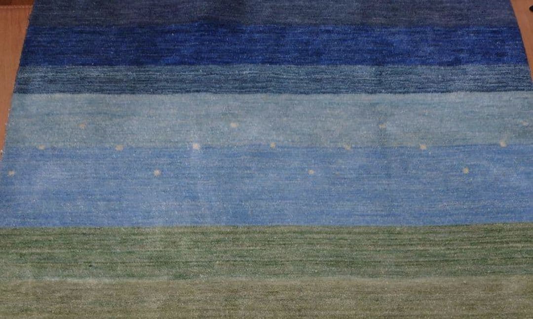 ギャッベ 194✕136 青と緑のグラデーション