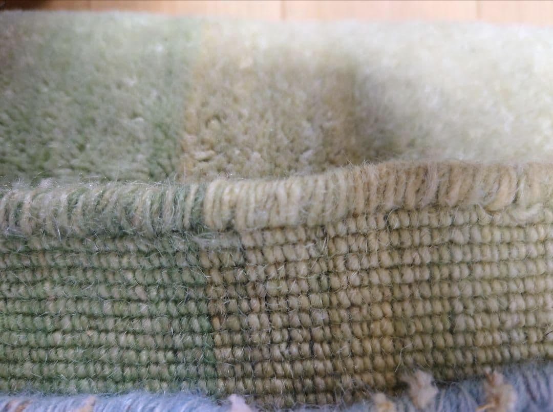 ギャッベ 194✕136 青と緑のグラデーション