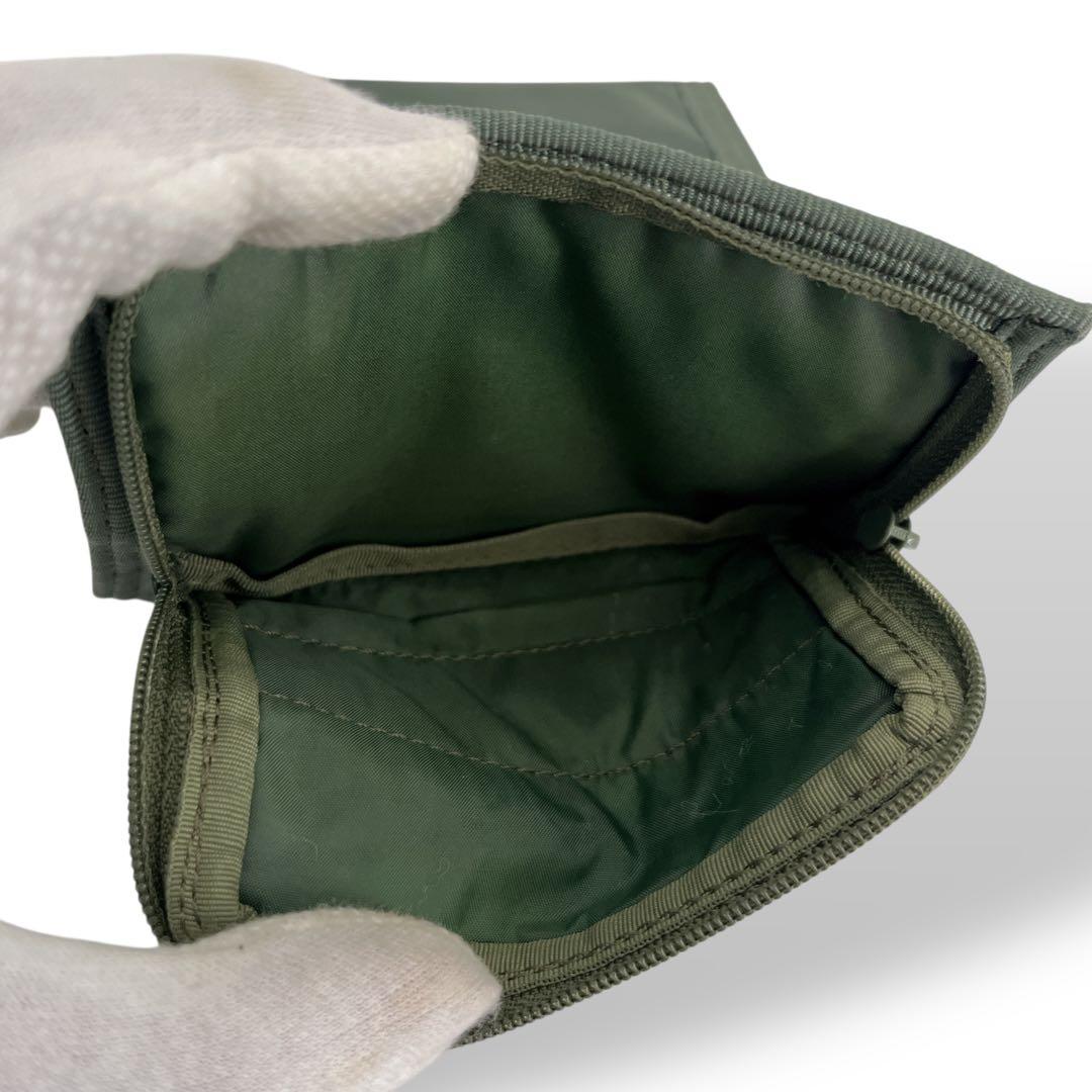 PORTER ポーター　三つ折り財布　カプセル　ロゴ　モスグリーン　ナイロン