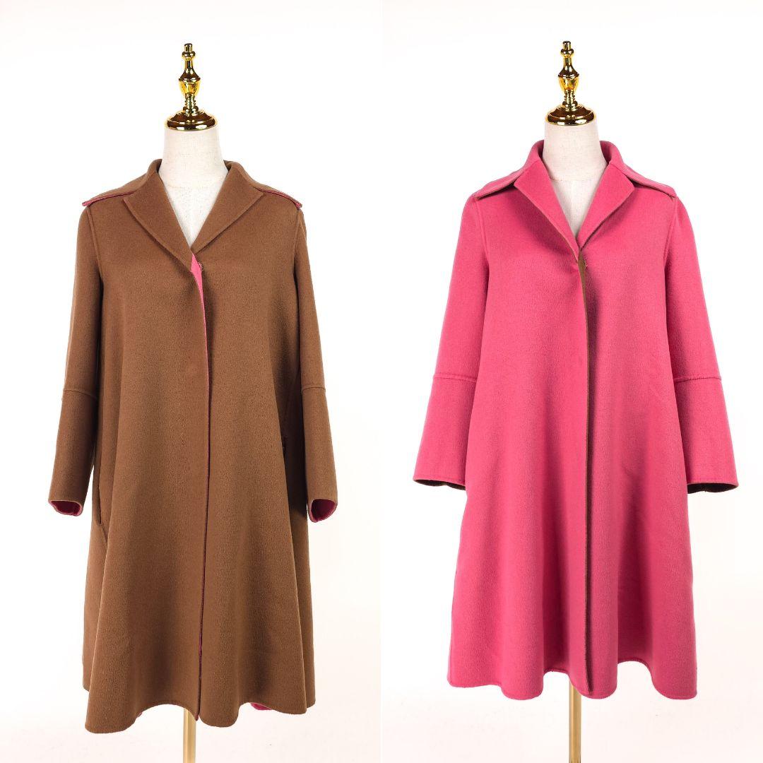 極美品 マックスマーラ クチートアマーノ リバーシブル コート ピンク ブラウン