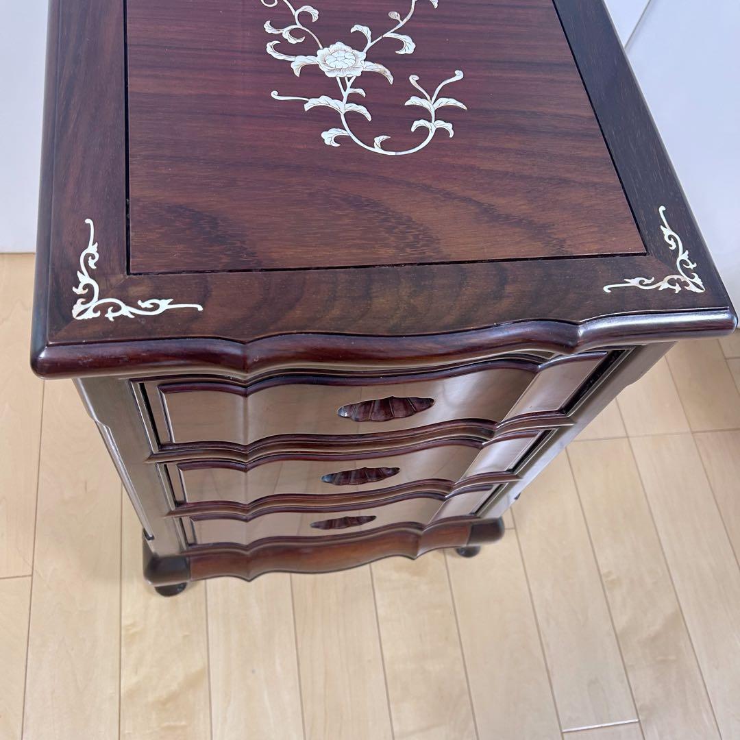 猫脚　螺鈿細工　薔薇柄　唐木　マホガニー　象嵌　古家具　英国　中国　貝殻細工