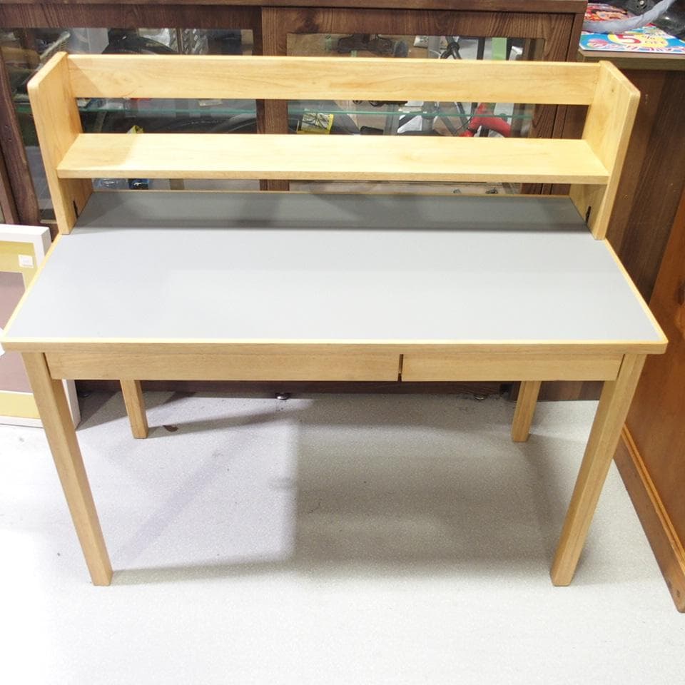 MUJI/無印良品 リノリウム天板 オーク材 木製デスク デスク棚付き 美品