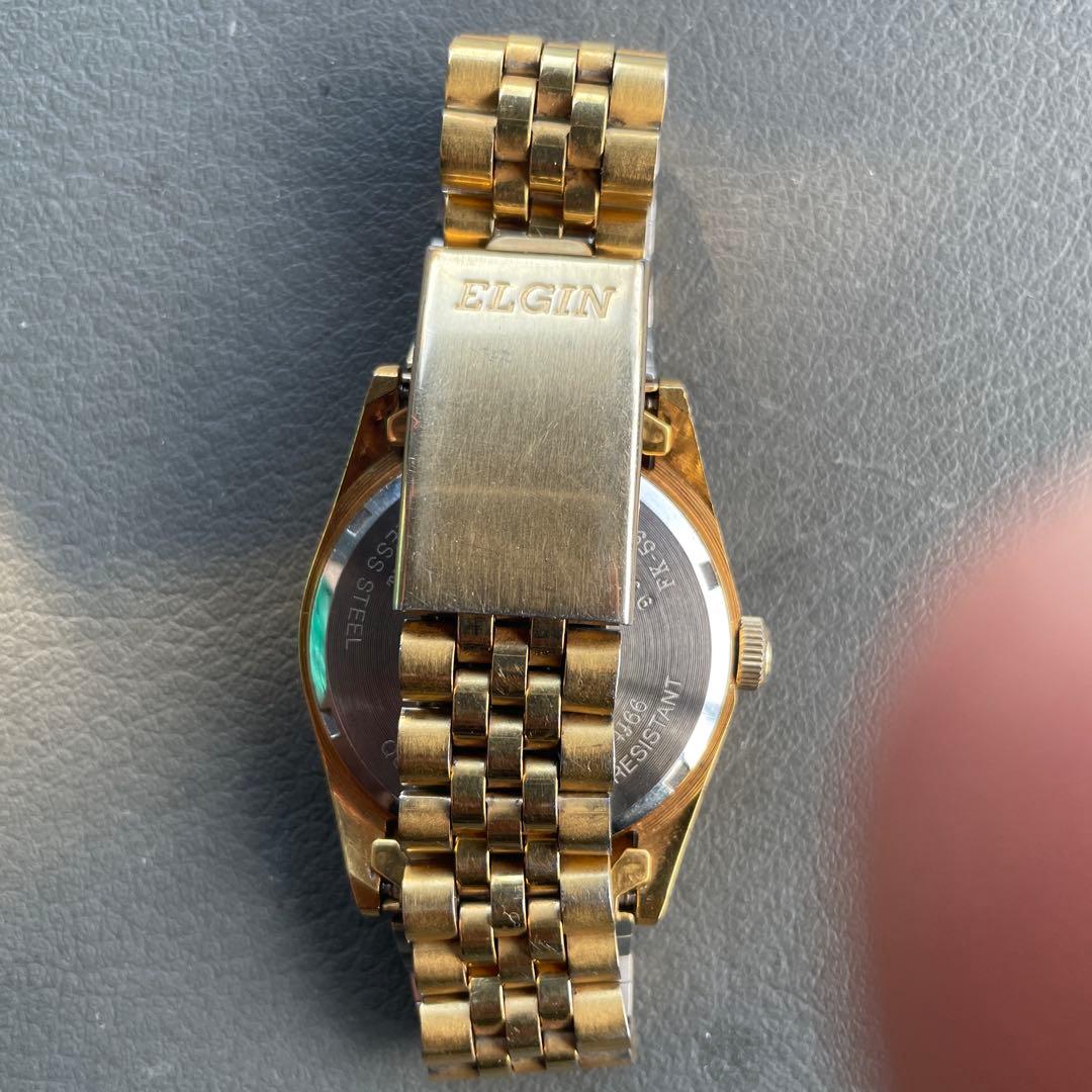 エルジン メープルリーフ 金貨腕時計 メンズクオーツ