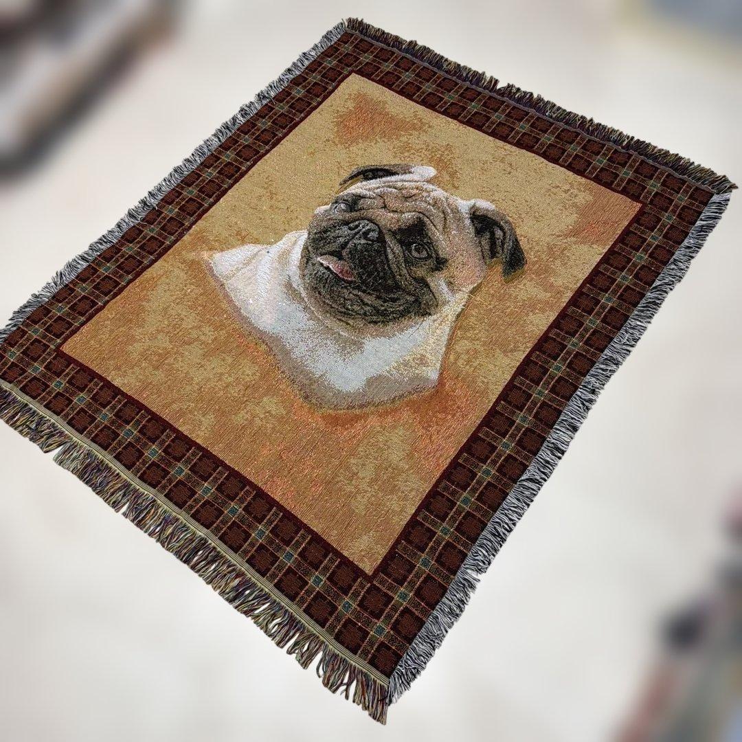 パグ　犬　マルチカバー　ソファカバー　ヴィンテージラグ　150x122