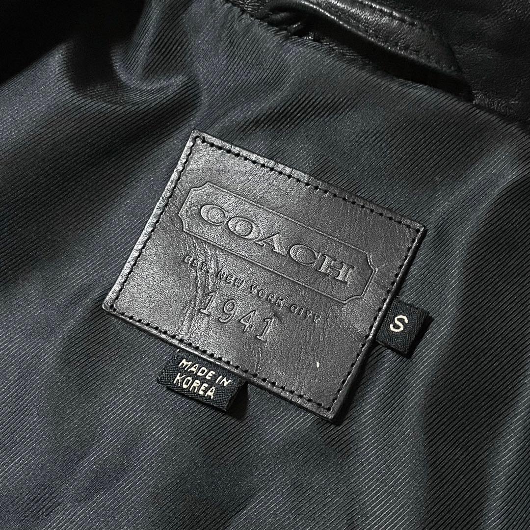 COACH コーチ 本革 リアルレザー シングル ライダースジャケット 黒 S