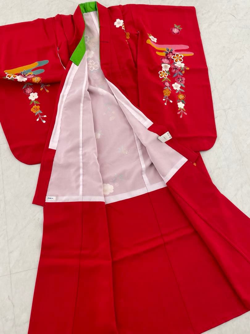 【ガード加工済み】七五三 7歳　着物　高級正絹四つ身　紅型柄