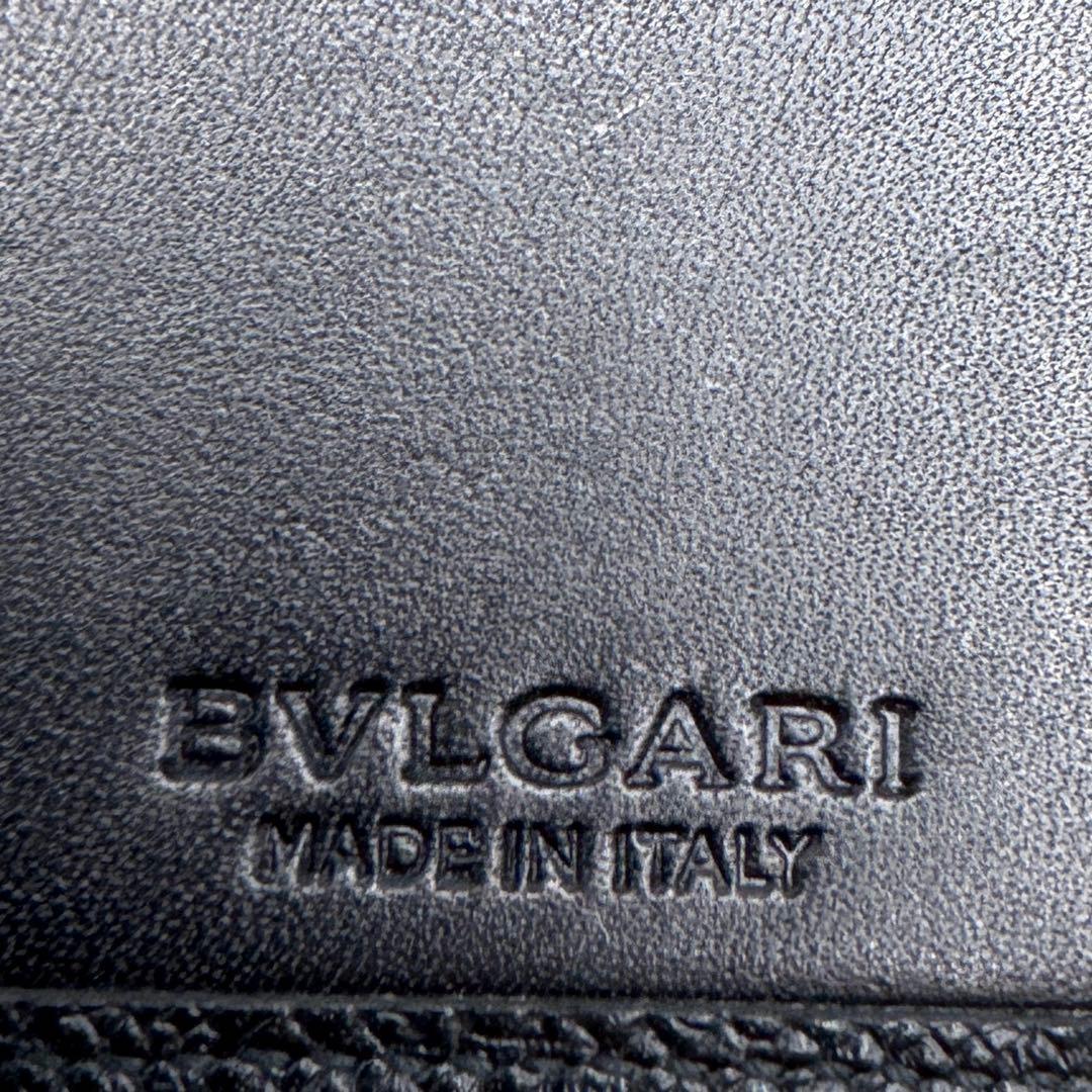 良品✨ブルガリ　長財布　二つ折り　ロゴクリップ　サークル金具　レザー　黒