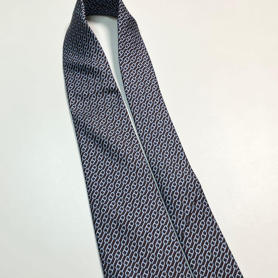 ✨極美品✨HERMES エルメス　ネクタイ　高級シルク　シェーヌダンクル柄