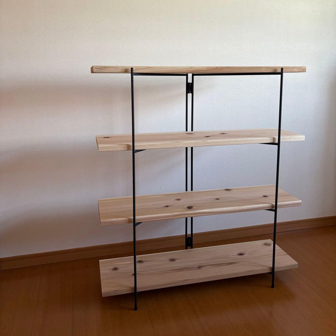 無垢板　オープンシェルフ　折り畳みラック　什器　飾り棚　観葉植物棚　奥行27cm