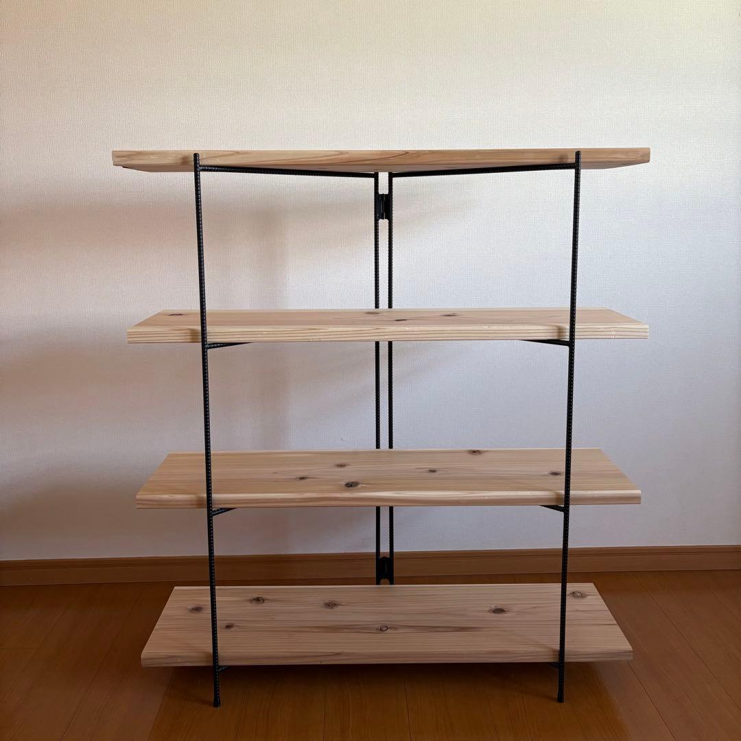 無垢板　オープンシェルフ　折り畳みラック　什器　飾り棚　観葉植物棚　奥行27cm