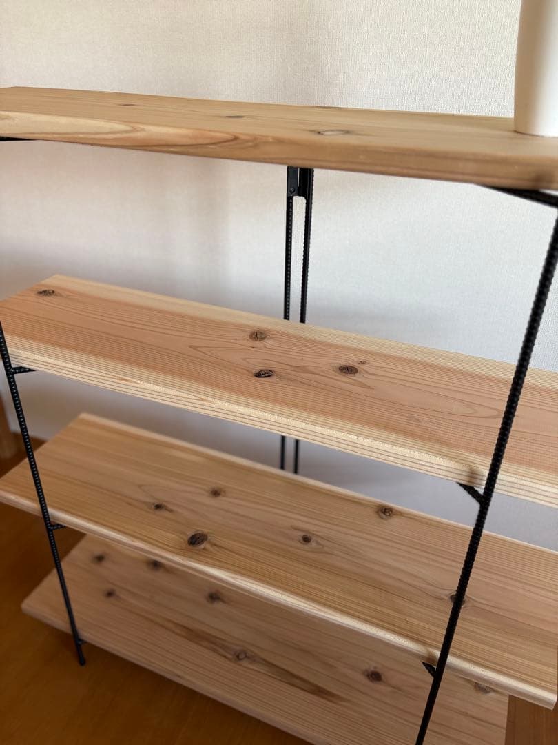 無垢板　オープンシェルフ　折り畳みラック　什器　飾り棚　観葉植物棚　奥行27cm