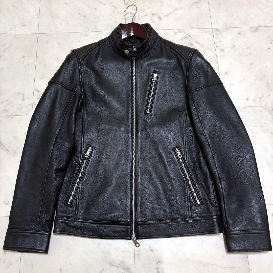 美品 名作 ラトルトラップ ライダースジャケット シングル 羊革 ブラックM