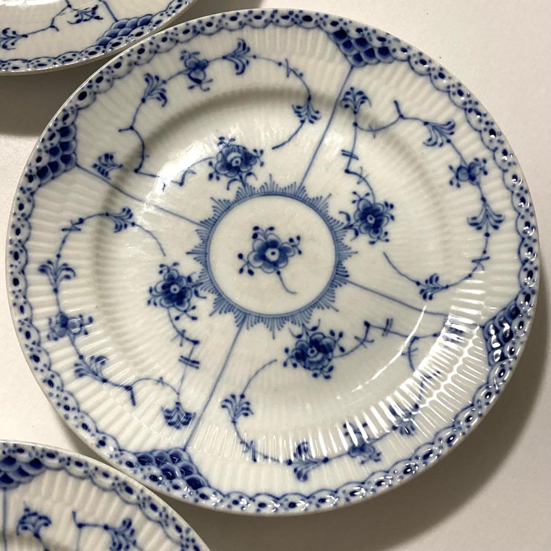 5枚✨ロイヤルコペンハーゲン ブルーフルーテッドハーフレース プレート 19cm