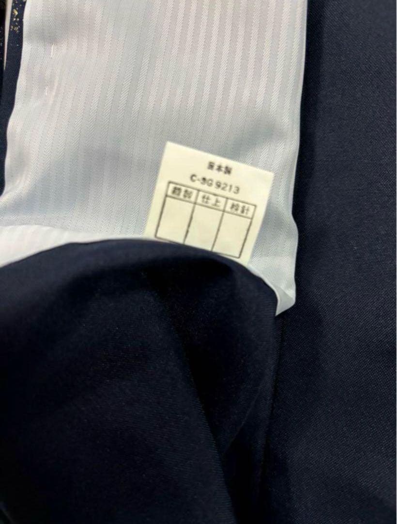 七五三　3歳男の子　着物・袴セット　紺系　五つ紋　富士山　兜　日本製　新品