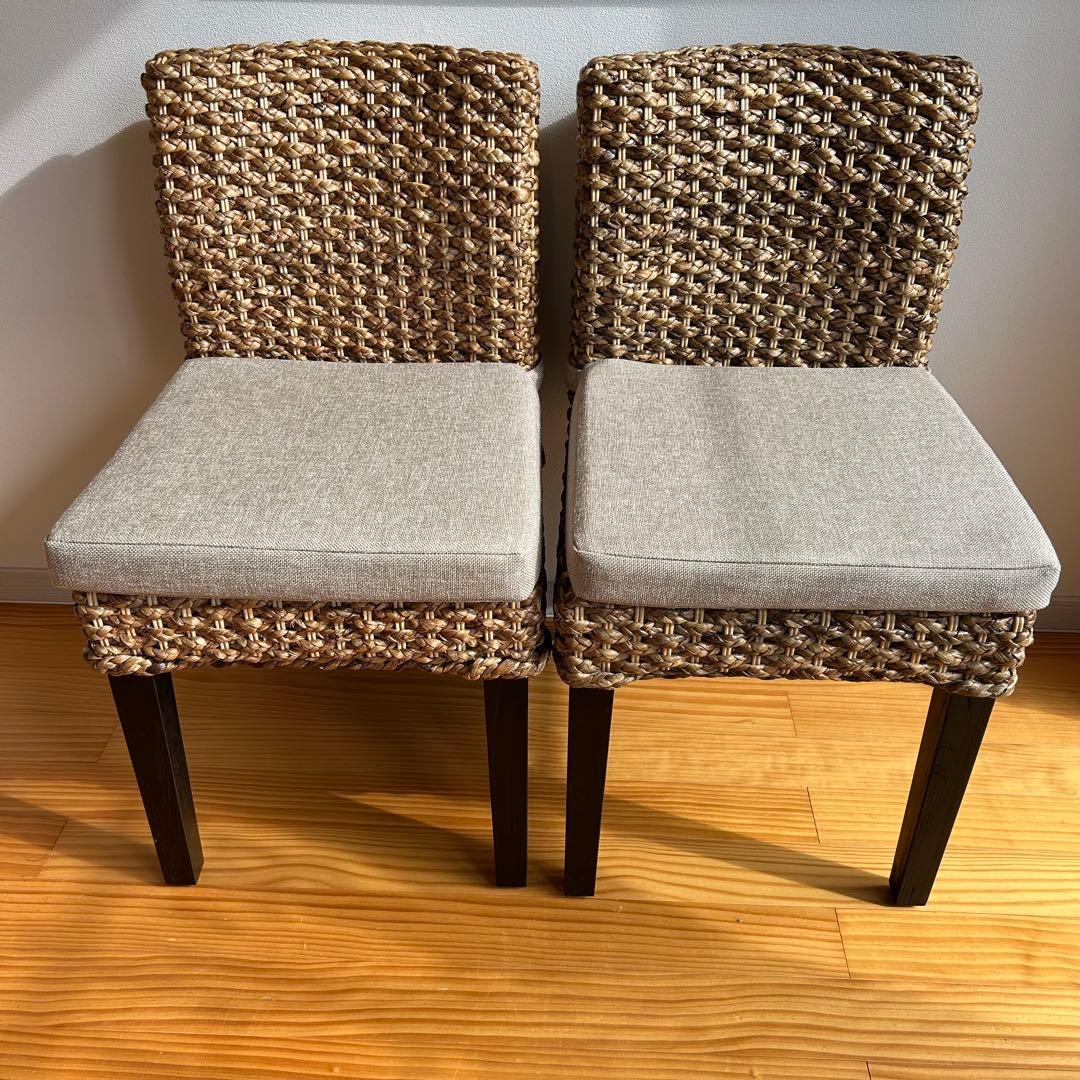 【美品】アジアン家具　ダイニングチェア　ウォーターヒヤシンス　バリ島　2脚セット