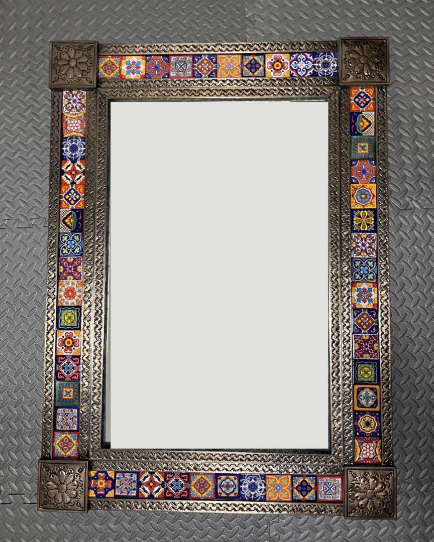 メキシコ　ブリキタイルミラー