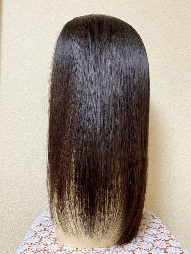 高級レミー人毛100% 【総手植えS】ブラウン フルウィッグ　シルクスキン医療用