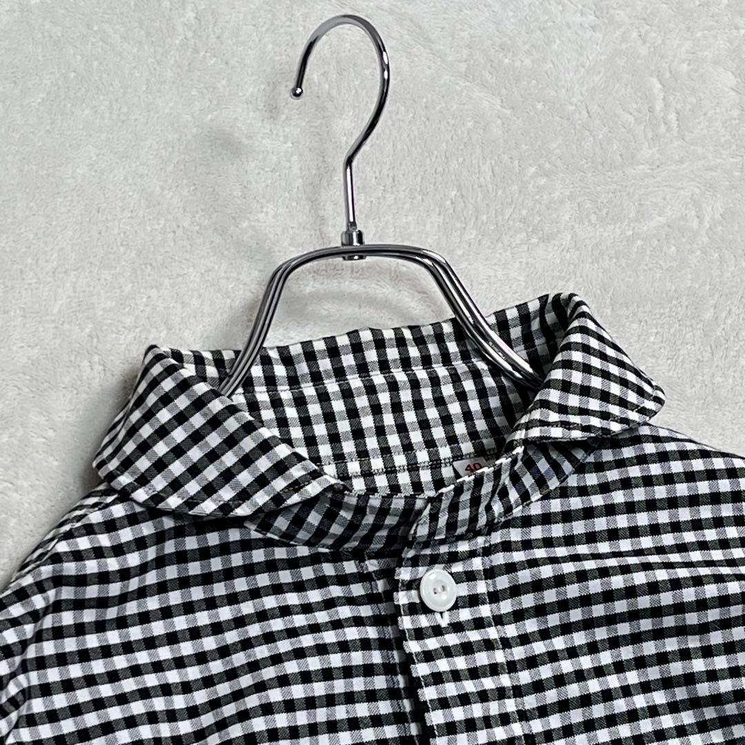 美品『ダントン』丸襟プルオーバーシャツ ギンガムチェック リラックスシルエット
