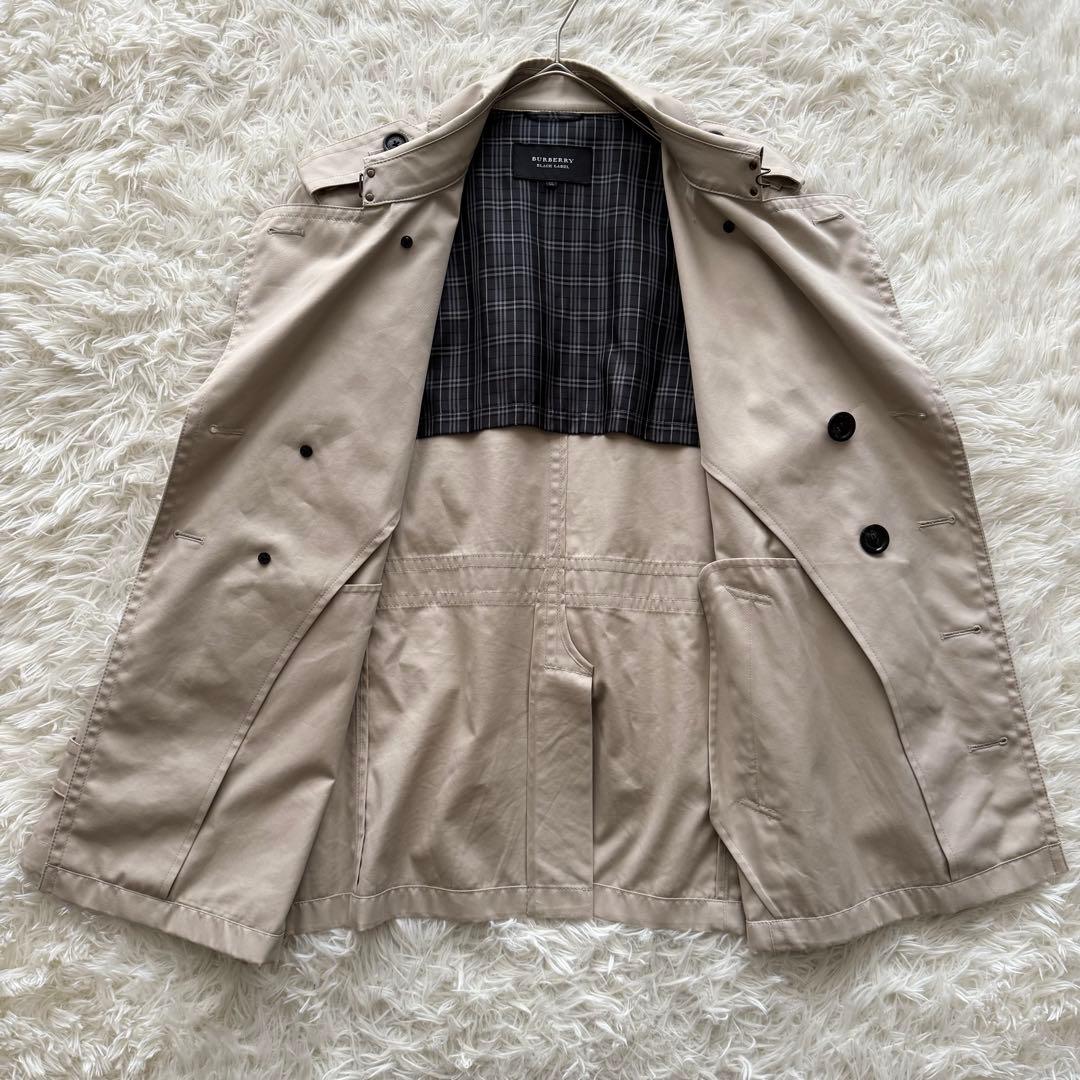 【バーバリーブラックレーベル】トレンチコート　ショート丈 ダブル　ベージュ　LL