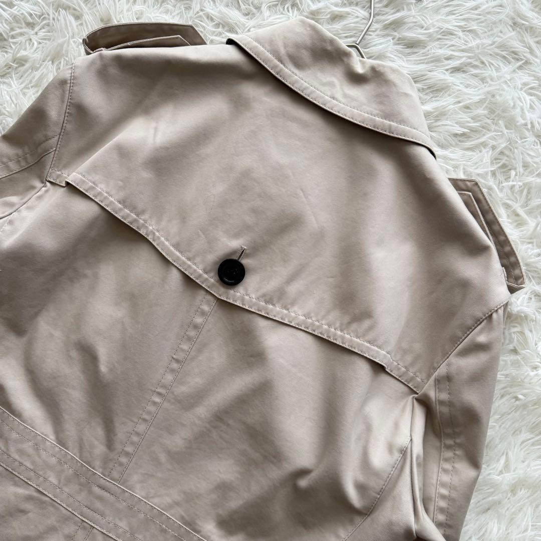 【バーバリーブラックレーベル】トレンチコート　ショート丈 ダブル　ベージュ　LL