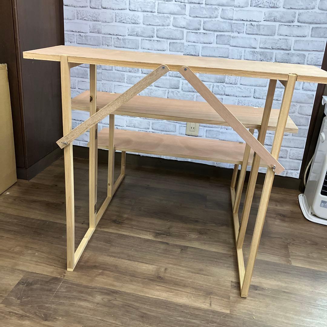 A-4 木製 マルシェ棚 3段 ディスプレイラック 折り畳み式 什器 飾り棚