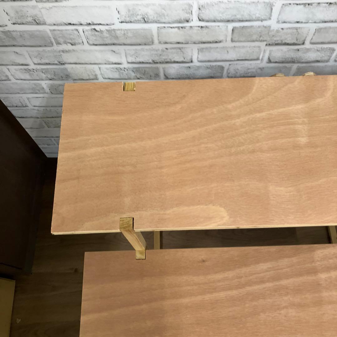 A-4 木製 マルシェ棚 3段 ディスプレイラック 折り畳み式 什器 飾り棚