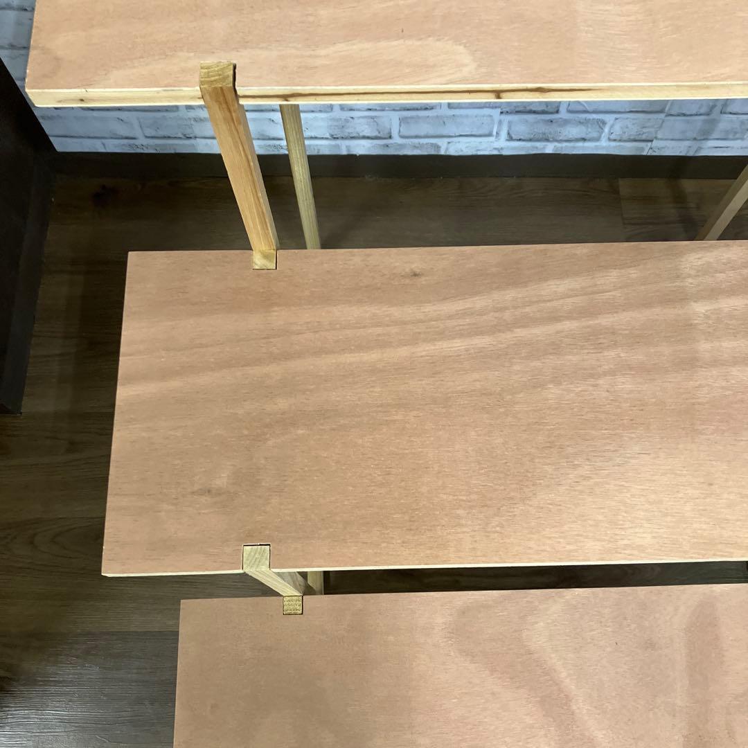 A-4 木製 マルシェ棚 3段 ディスプレイラック 折り畳み式 什器 飾り棚