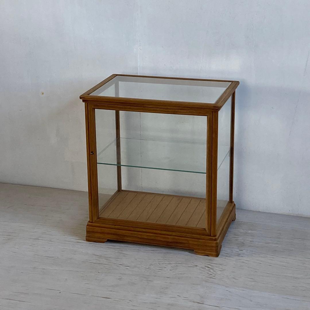 古い木製 ガラスケース 2段 卓上 ショーケース