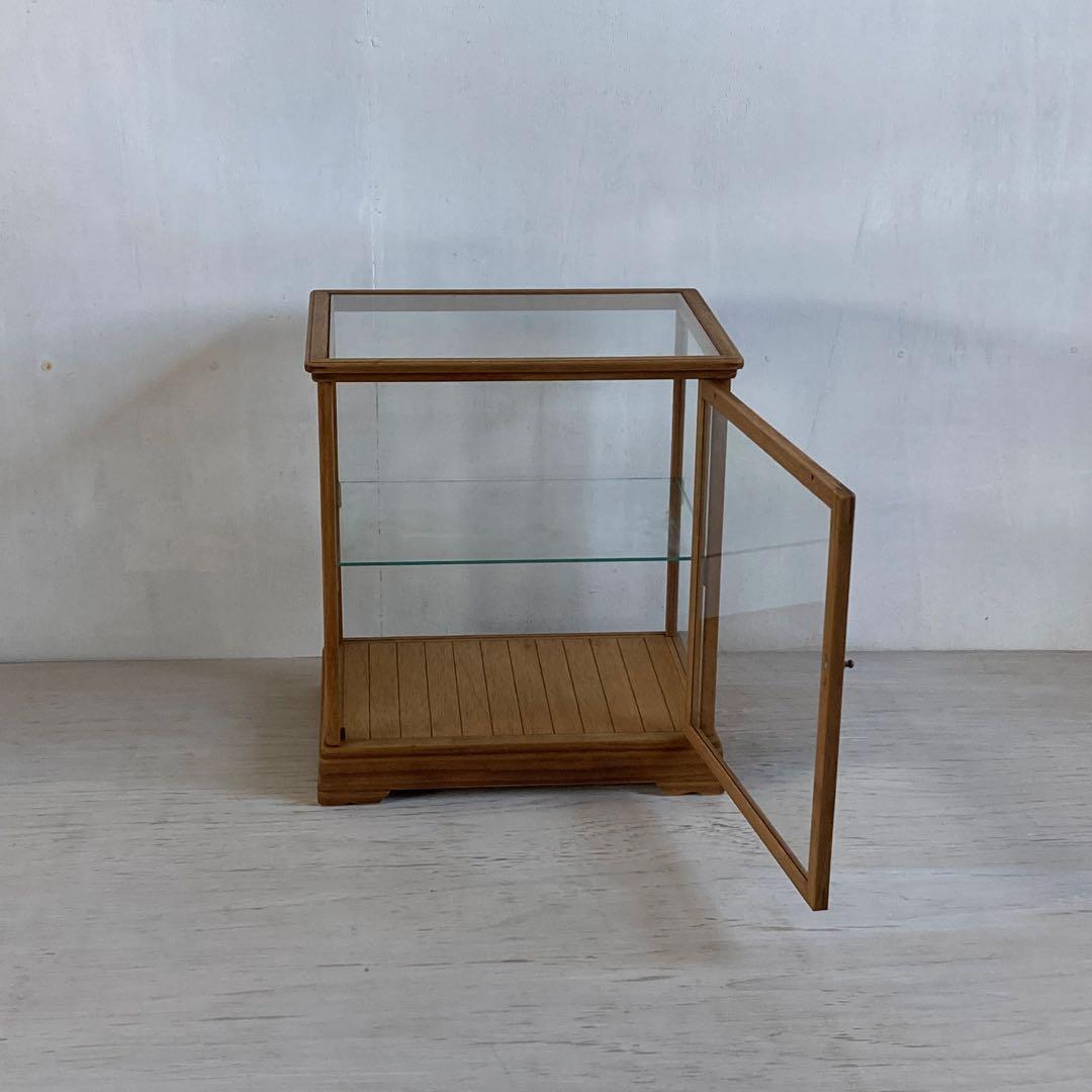 古い木製 ガラスケース 2段 卓上 ショーケース