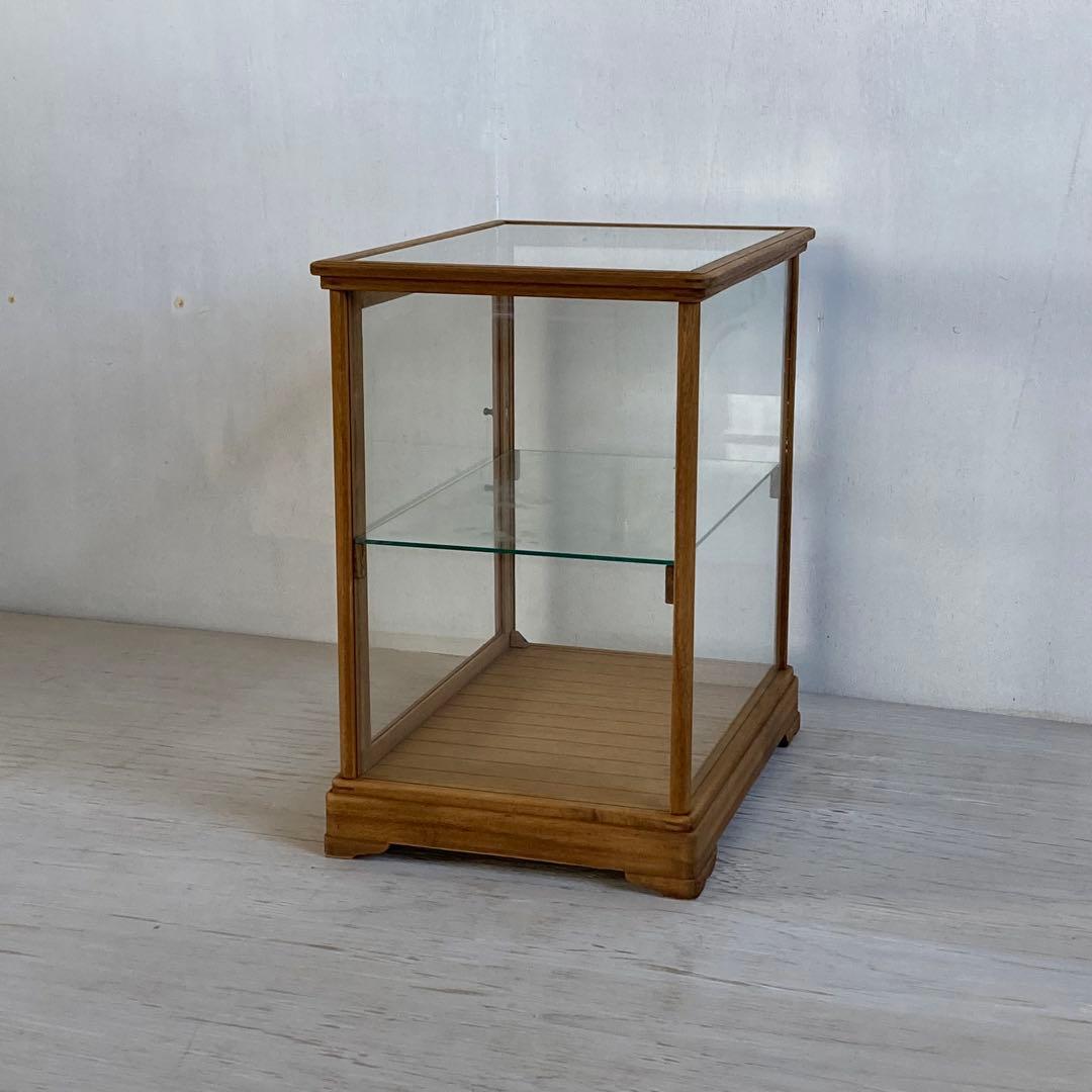 古い木製 ガラスケース 2段 卓上 ショーケース