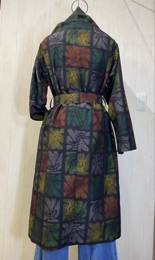 真綿紬 ショールカラー ロングコート