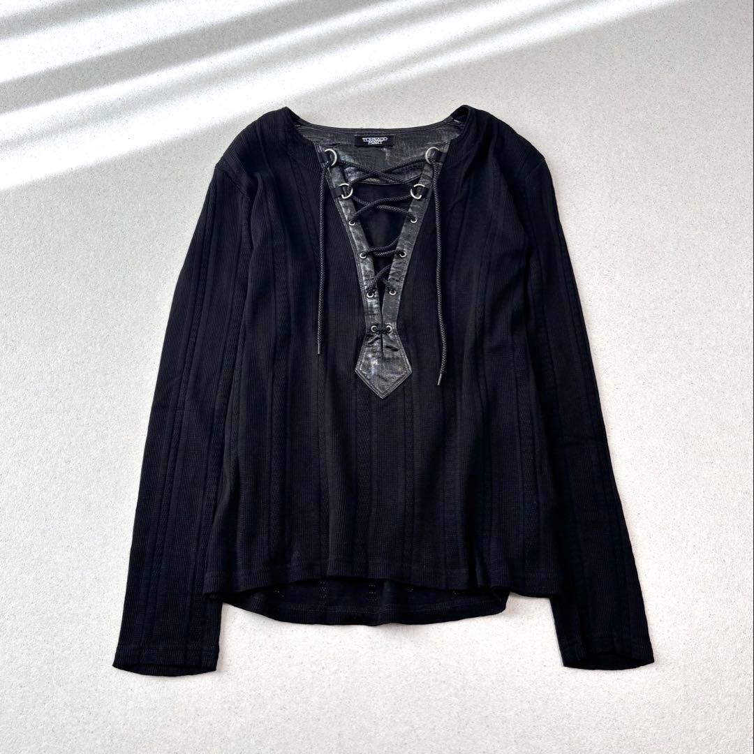 トップス tornado mart lace up tops black 00s Y2K