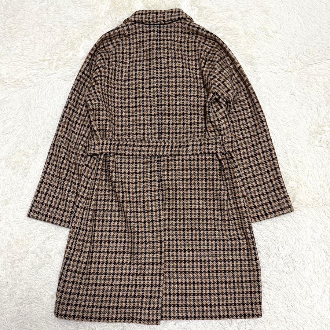 【美品】タリアトーレ サロモン ステンカラーコート ガンクラブチェック ブラウン