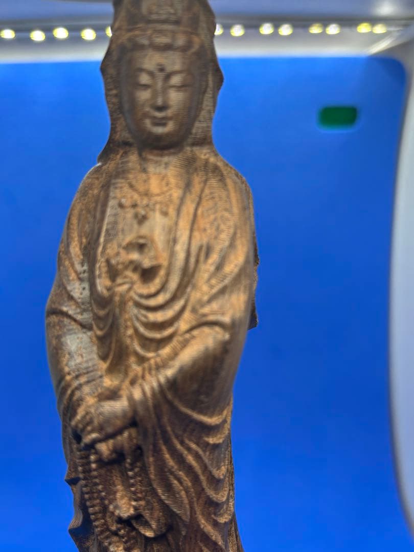 柬埔寨菩薩棋沈香 精雕観音像 小型仏堂供養用 5468