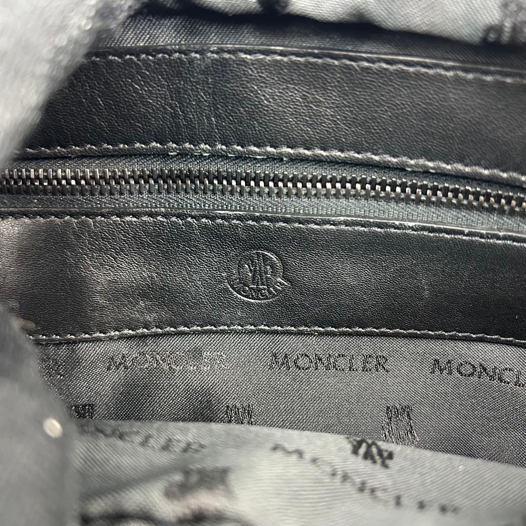 【美品】モンクレール　ウエストポーチ　ボディバッグ　レザー　ナイロン　ロゴ　黒