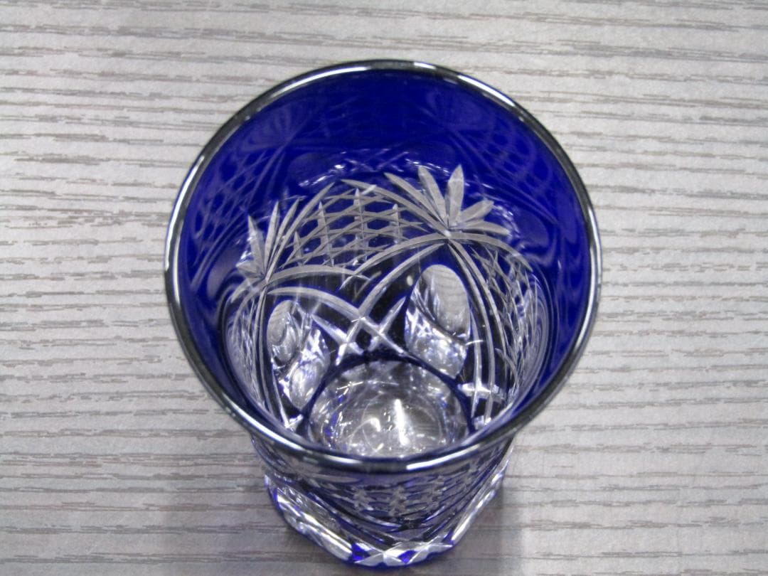 【未使用品】江戸切子 ペアグラス 赤 青 冷酒等に