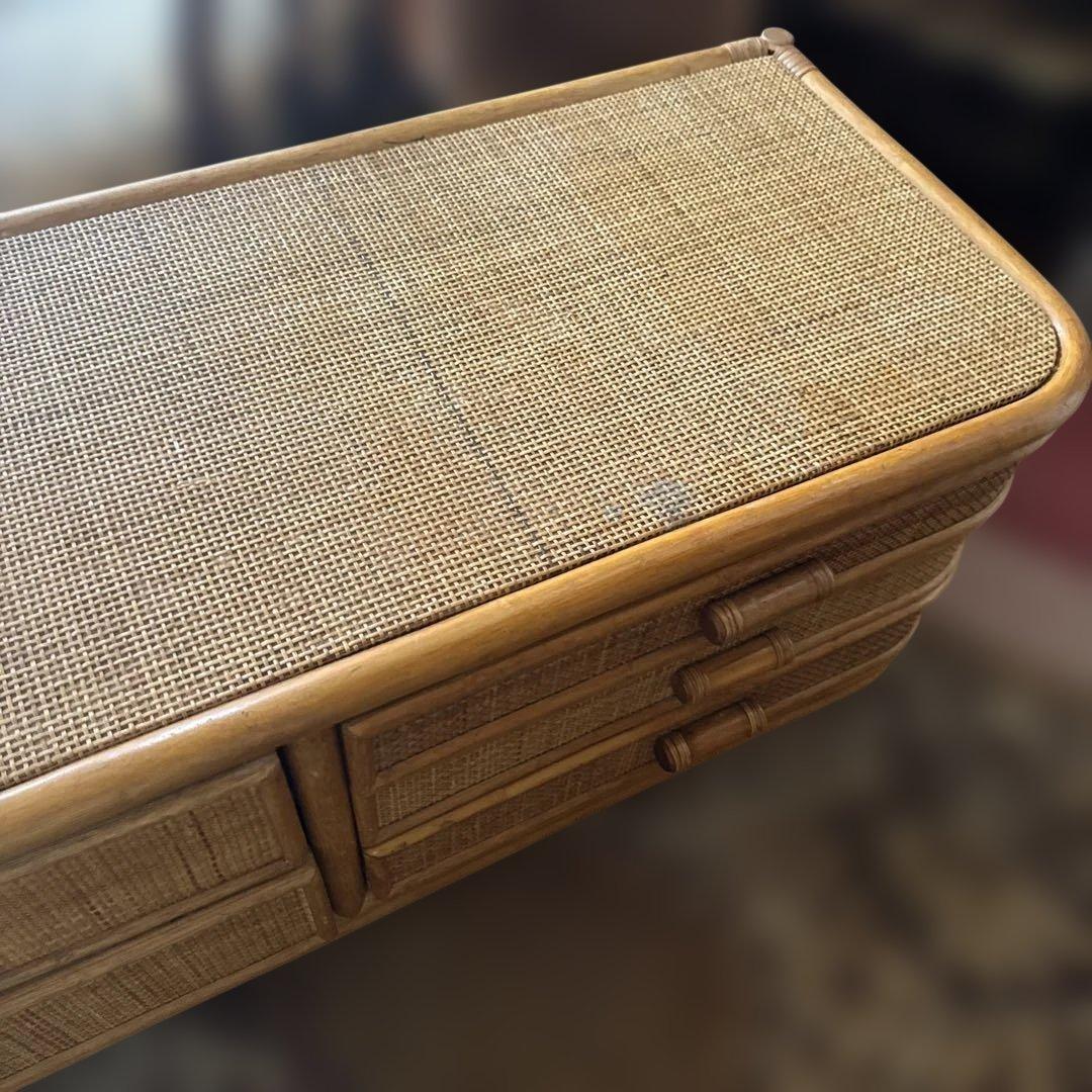 【E011】ヴィンテージ　ラタン製　ローチェスト　レトロ　キャビネット　収納