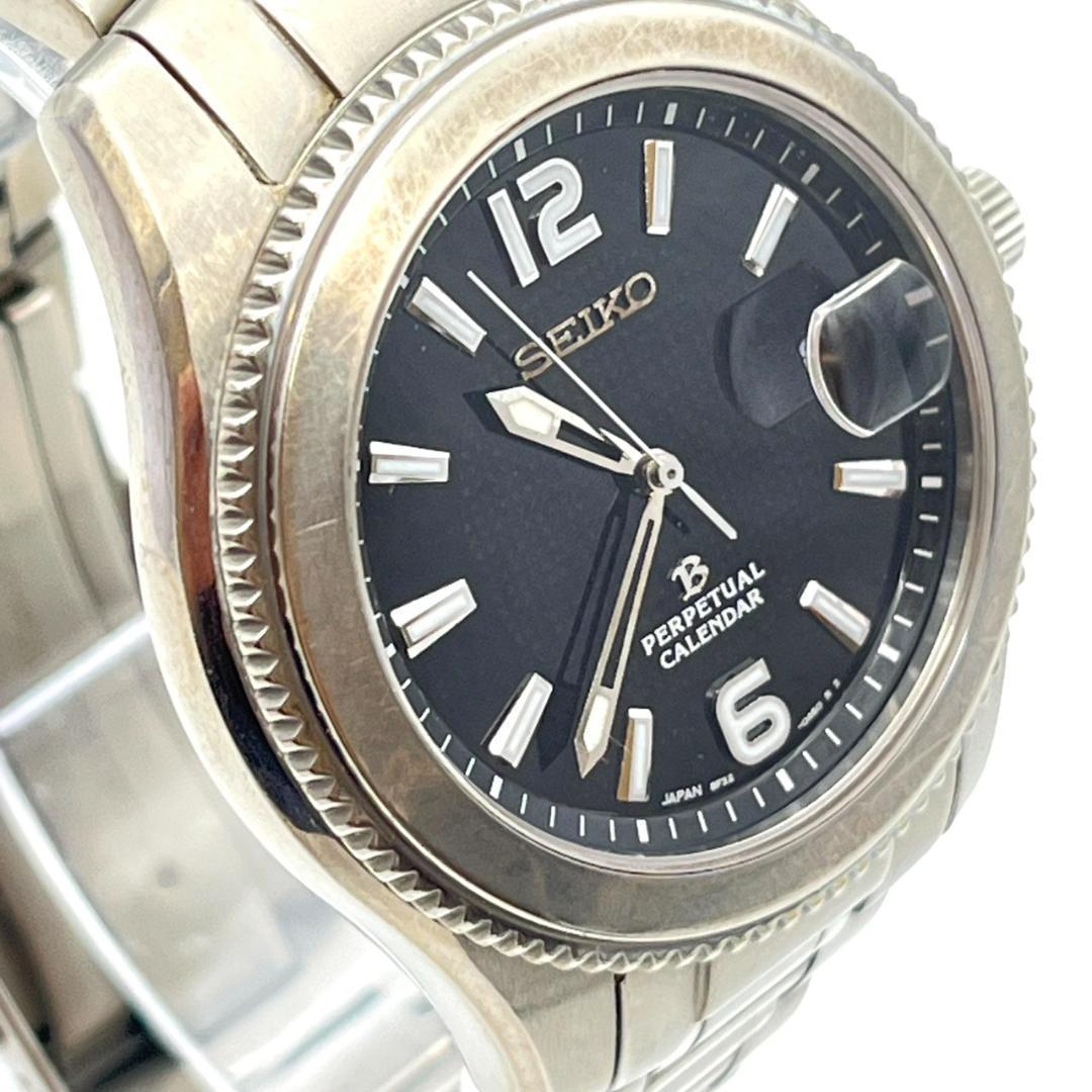 セイコー 腕時計 パーペチュアル 新品電池交換済 チタン ラウンド ブラック文字