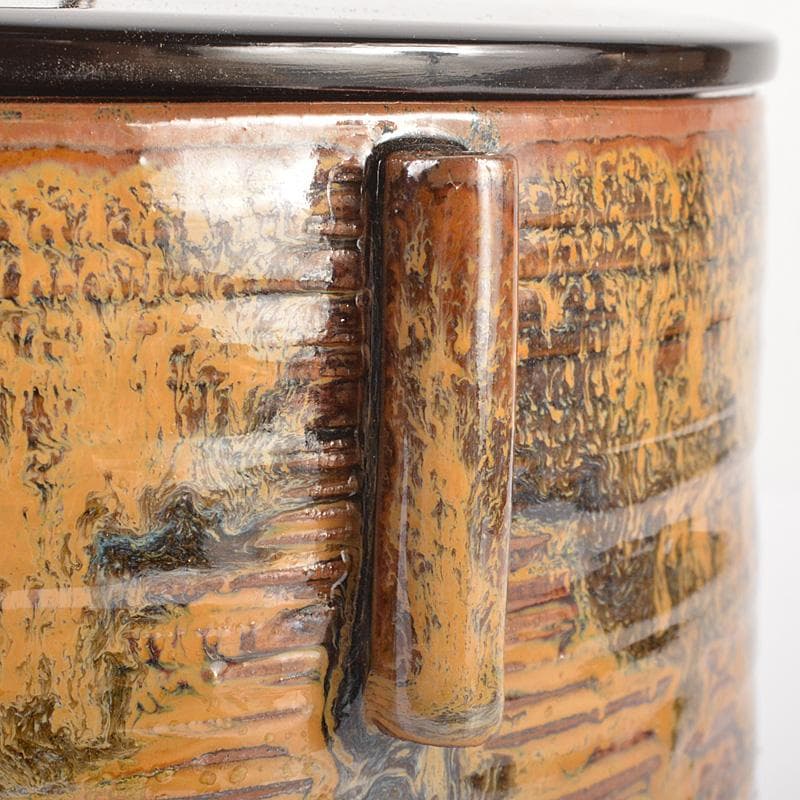 高取焼　亀井味楽造　耳付水指　漆塗蓋付　裏千家十四代淡々斎極箱　M　R7542