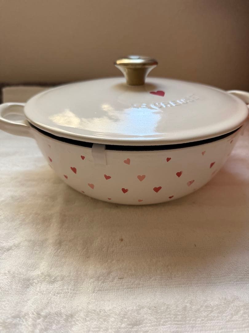 レア　LE CREUSET ハート柄 両手鍋　マルミット中黒