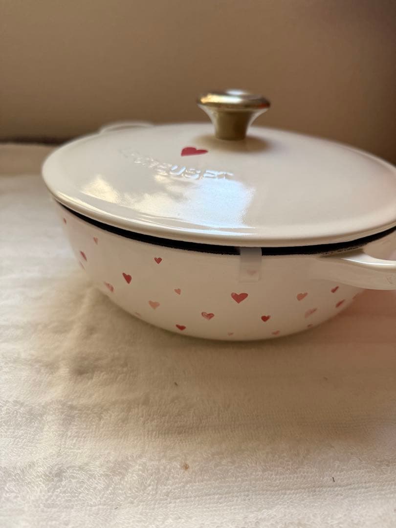 レア　LE CREUSET ハート柄 両手鍋　マルミット中黒