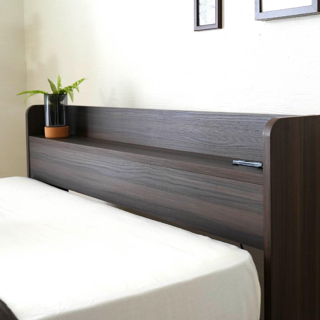 ダブル ベッドフレー ム 単品 収納 コンセント付 新品送料込 最短翌日着